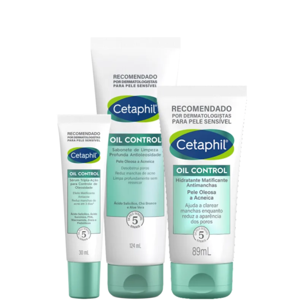 Kit Cetaphil Oil Control Pele Oleosa e Acneica (3 Produtos)